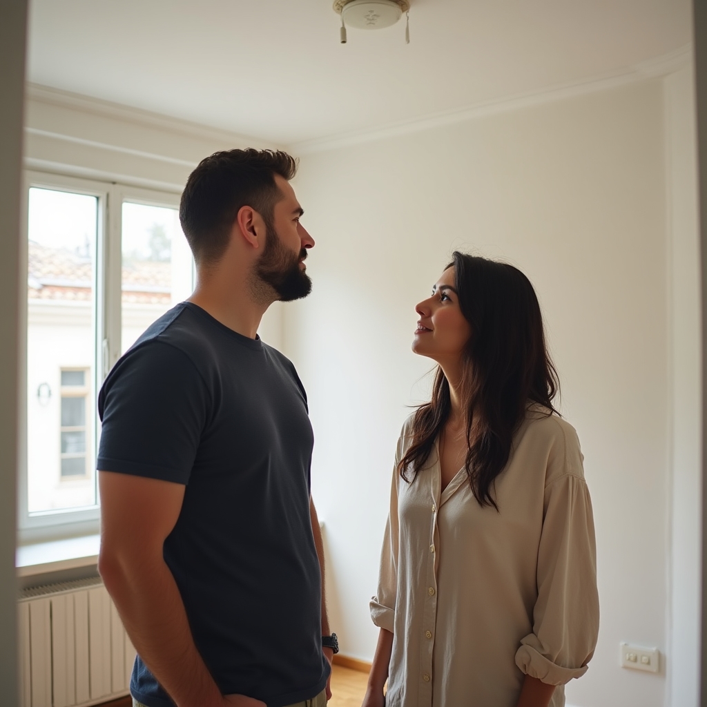 Familie care vizionează un apartament